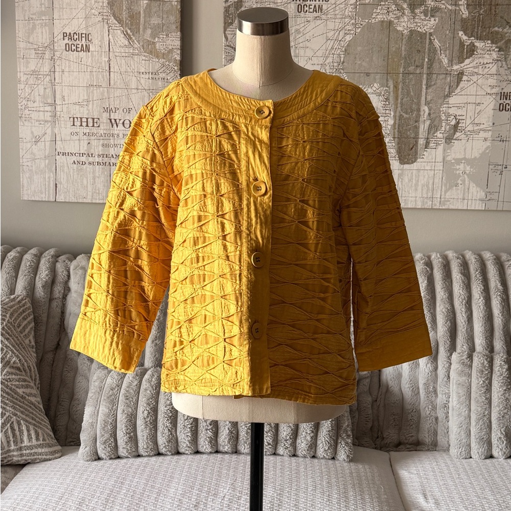 Chico's Mustard 100%‎ Cotton Jacket